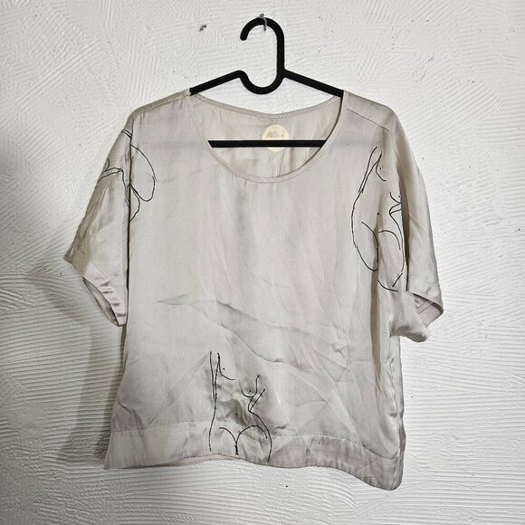 Silk Millie & Lou Top With Line Drawn Women - Picture 2 of 5